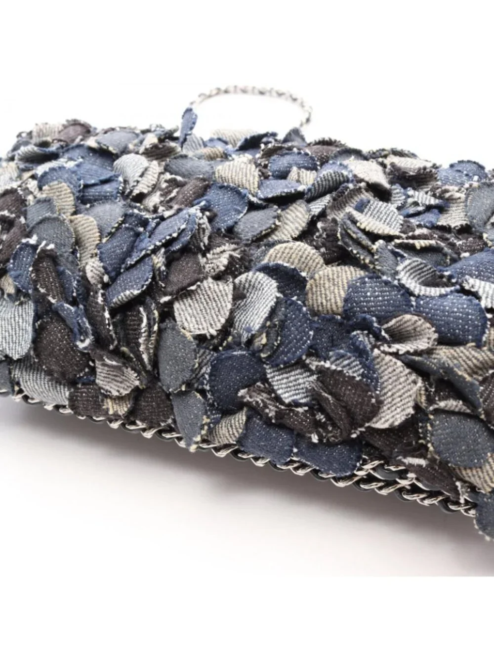 Chanel Shoulder Bag Camellia Denim Blue Chain